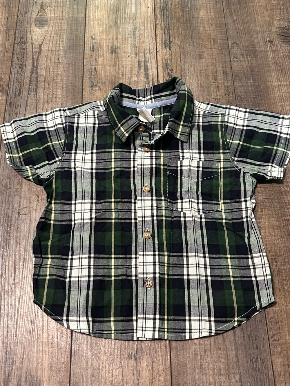 Vintage Baby Gap Plaid Button Down Shirt Size 12-18 Months Single Stitch